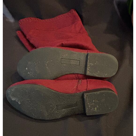 Women’s Lane Bryant Knee High Slouchy Boots Faux Suede Burgundy / Wine color, 10 - Picture 4 of 6